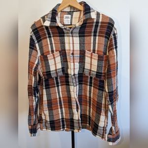 Zara Men's Multi Colored Relaxed Fit Shirt